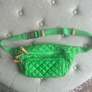 MZ Wallace Neon Green Quilted Nylon Crossbody Belt Bag